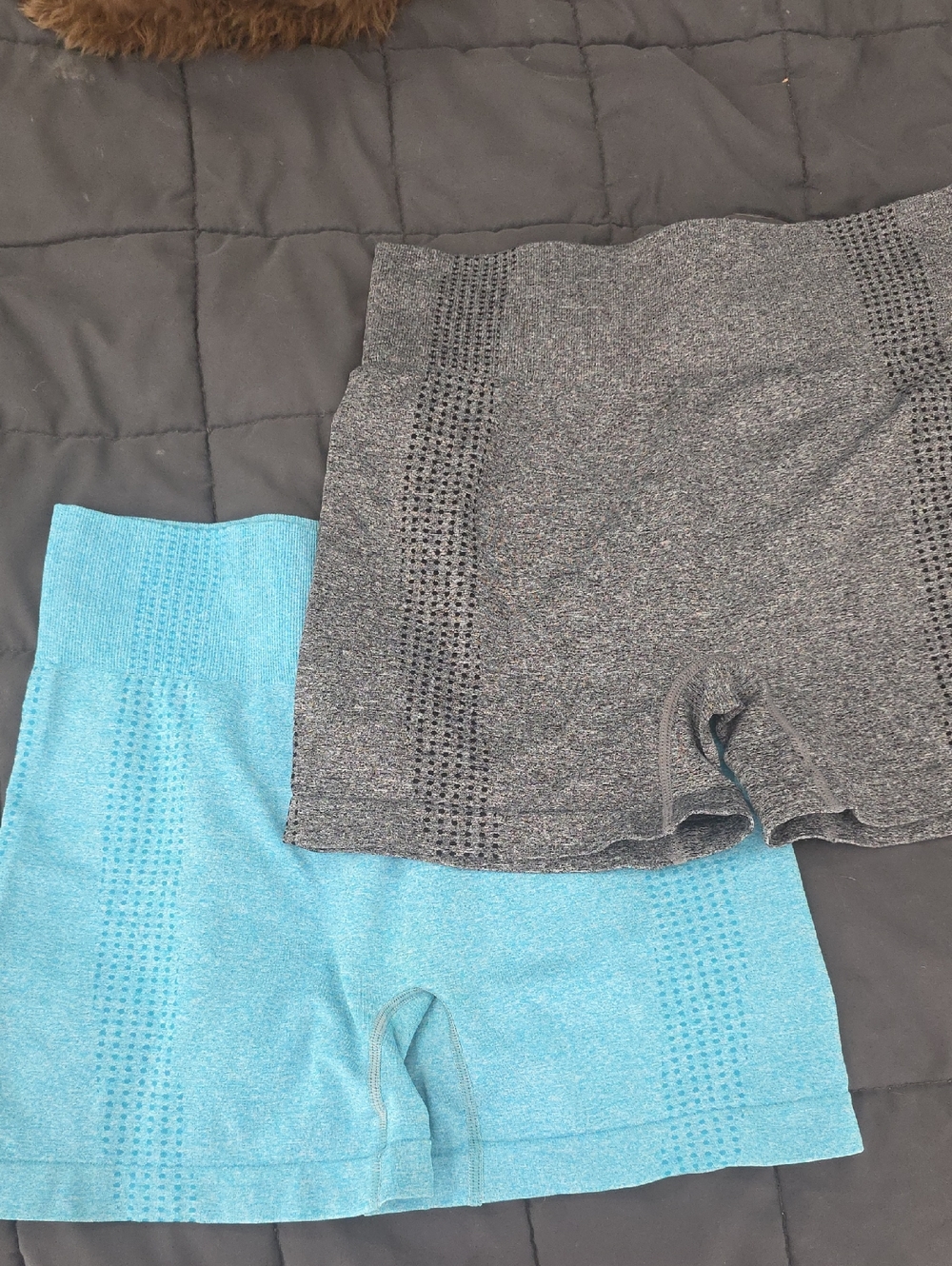 Amazon Seamless High-Waist Bike Shorts — Gray & Light Blue